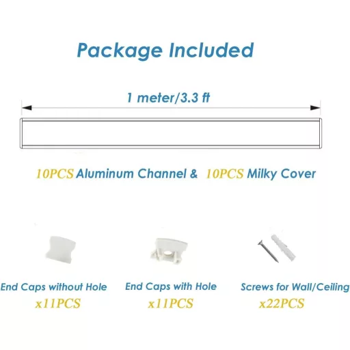 Profil LED Rigips Bestto, 10x1m Canal Aluminiu pentru Benzi LED, cu Difuzor, pentru Perete și Tavan, Profil de Protecție cu Radiator