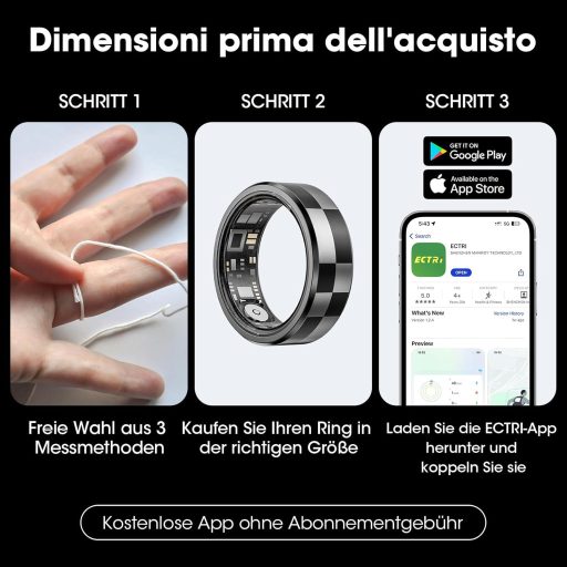 Inel inteligent - Tracker de activitate 5ATM rezistent la apă, Argintiu, Monitorizare somn, Numărare pași, Compatibil Bluetooth, Telecomandă, Cameră