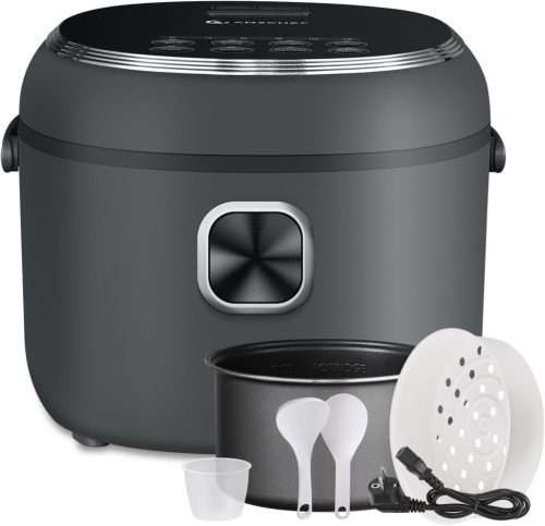 AMZCHEF Fierbător de Orez Multifuncțional 2L cu 7 Programe de Gătit - Aparat Electric de Bucătărie 400W cu Funcție de Păstrare la Cald, Timer și Mâner de Transport