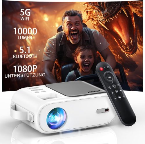 XIWBSY 10000 Lumen Mini Projektor Full HD Támogatással - Hordozható WiFi Bluetooth Házimozi, TV/Xbox/Laptop/Okostelefon Kompatibilis, 180" V