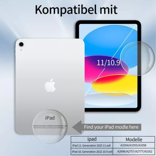 Husă GKABXY pentru iPad generația 11/10, spate TPU cu suport pentru creion, albastru deschis