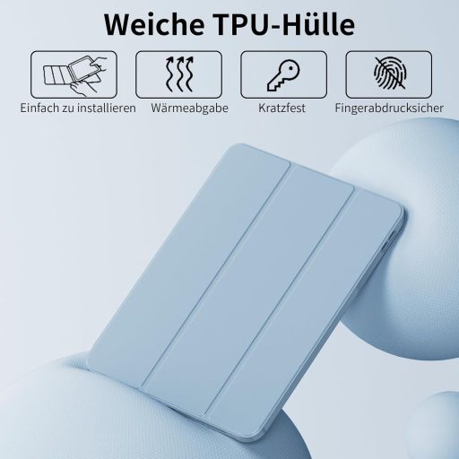 GKABXY iPad 11/10 generációs tok TPU hátlap ceruzatartóval világoskék