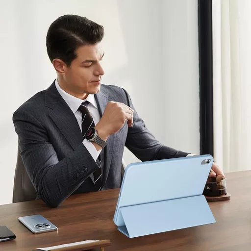 Husă GKABXY pentru iPad generația 11/10, spate TPU cu suport pentru creion, albastru deschis