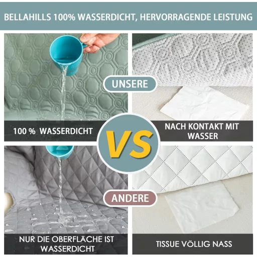 BellaHills 100% vízálló kanapévédő L-alakú 247cm bézs sarokkanapéhoz