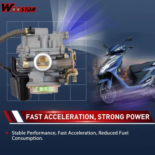 WOOSTAR PD18 Karburátor elektromos choke 40mm szűrővel GY6 50cc robogóhoz