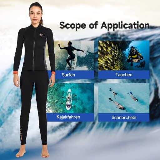 Top Neopren X-mAnTA 3mm pentru Bărbați și Femei - Jachetă de Scufundări cu Mânecă Lungă și Fermoar, pentru Scufundări, Surfing, Snorkeling și Înot