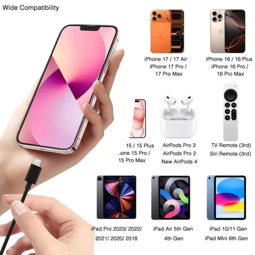 XQO iPhone 16/15 USB-C töltőkábel 1m Carplay autós töltéshez
