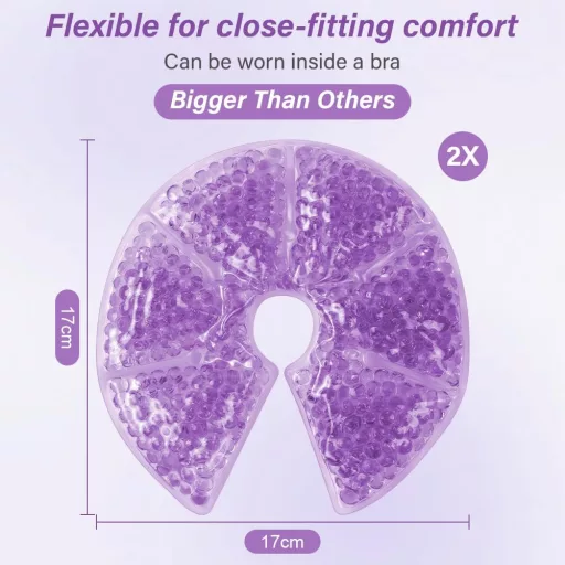 AOGOE 3-u-1 jastučići za grudi za hlađenje i grijanje za dojenje, paket od 2 komada, za ublažavanje oteklina, ljubičasti