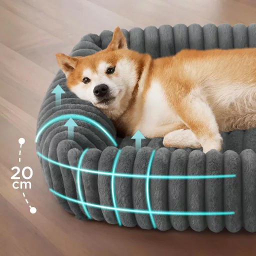 Ortopedický pelech pre psov BEDSURE pre veľké psy 91x68 cm so sivou fleecovou dekou