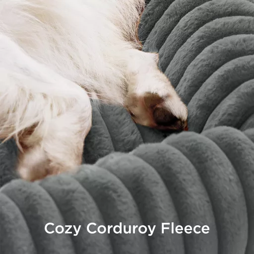 BEDSURE Ortopédikus Kutyaágy Nagy Kutyáknak 91x68cm Szürke Fleece Takaróval