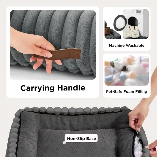 Ortopedický pelech pre psov BEDSURE pre veľké psy 91x68 cm so sivou fleecovou dekou