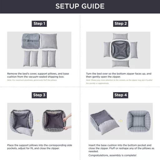 Ortopedický pelech pre psov BEDSURE pre veľké psy 91x68 cm so sivou fleecovou dekou