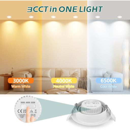 Spot LED încastrat KYOTECH, reglabil, 5W 550lm, baie, IP44