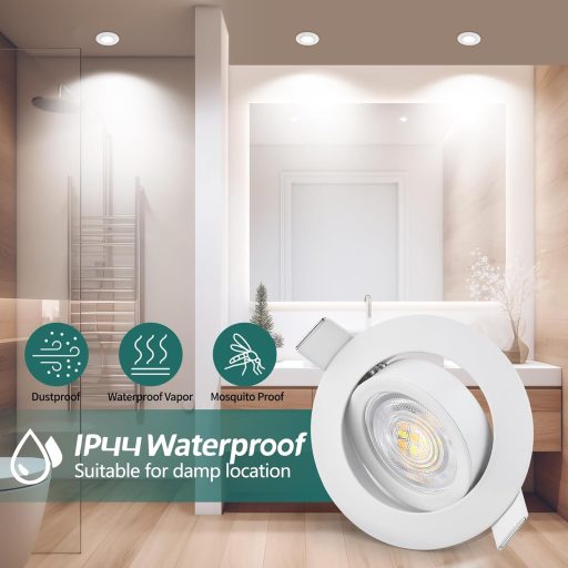 Spot LED încastrat KYOTECH, reglabil, 5W 550lm, baie, IP44