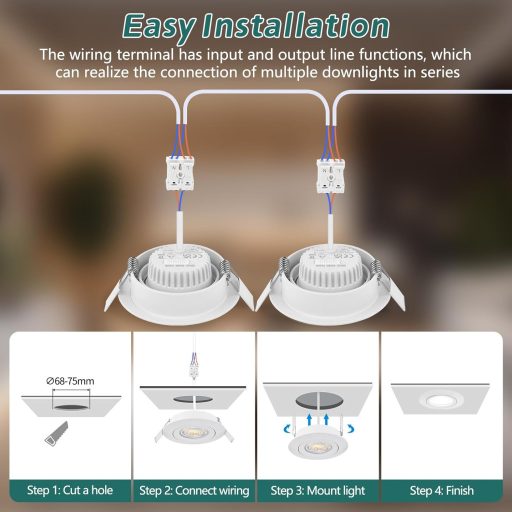 Spot LED încastrat KYOTECH, reglabil, 5W 550lm, baie, IP44