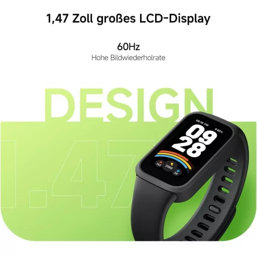 XIAOMI Smart Band 9 Active fekete okosóra 1.47" kijelző 18 napos akkumulátor 50 sportmód vízálló - black