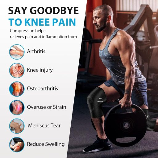 YOLONCE 2 db Kompressziós Térdtámasz Nőknek és Férfiaknak, Meniszkusz Sérüléshez, Lélegző Térdvédő, Sporthoz, M Méret, Fekete