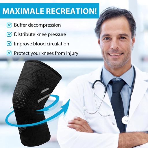 YOLONCE 2 db Kompressziós Térdtámasz Nőknek és Férfiaknak, Meniszkusz Sérüléshez, Lélegző Térdvédő, Sporthoz, M Méret, Fekete