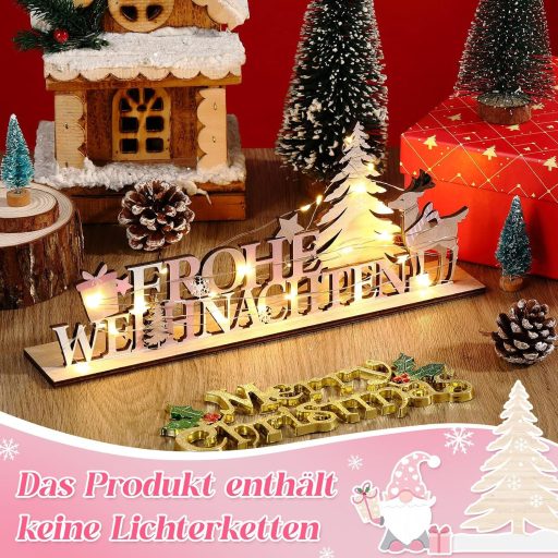 Jetec 3 ks drevená vianočná dekorácia ružový škriatok na stôl