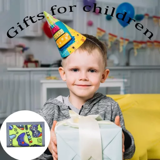 GROVBLE Portofel pentru copii, galben-verde, cu model gamer, portofel pentru băieți