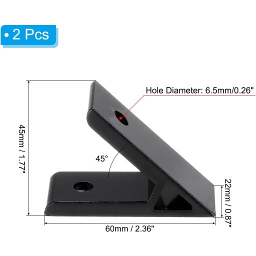 PATIKIL 45° Alumínium Sarokösszekötő 60x22x45mm 3030 Profilhoz Fekete 2db