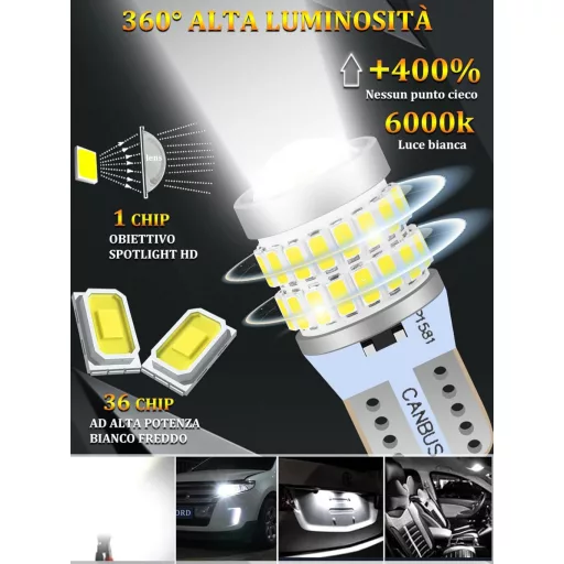 XELORD LED žiarovka W5W T10 6000K biela do interiéru auta 2ks