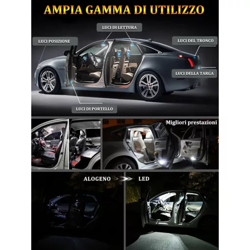 Bec LED XELORD W5W T10 6000K alb, iluminare interioară auto, 2 buc