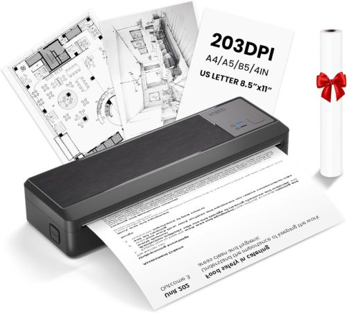 Imprimantă termică portabilă Bluetooth pentru mobil vretti P83 A4 - Imprimantă neagră portabilă, compatibilă cu Android și iOS, pentru utilizare la birou, acasă și în călătorii.