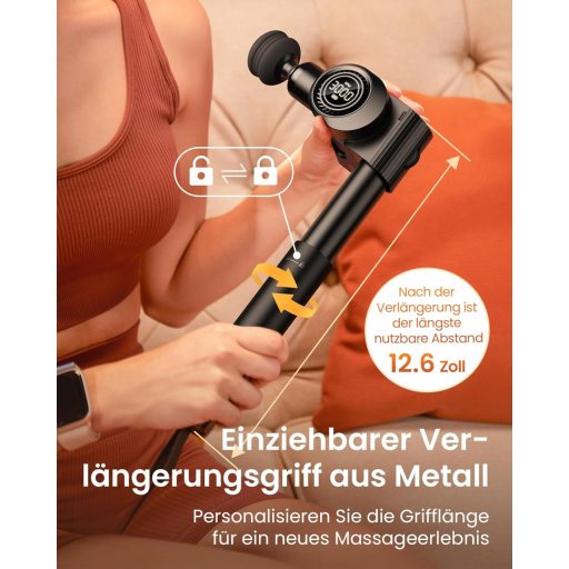 Pistol de masaj NAPRE cu 32 de trepte pentru tratarea durerilor de gât și spate, cu mâner metalic.