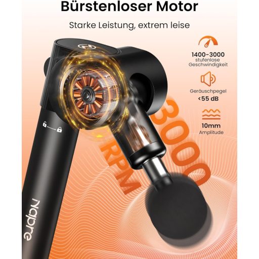 NAPRE Masszázspisztoly 32 fokozatú nyakfájdalom hátfájdalom kezelésére fém nyéllel