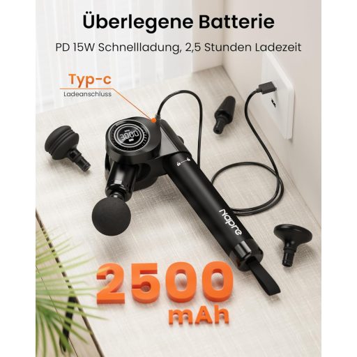 NAPRE Masszázspisztoly 32 fokozatú nyakfájdalom hátfájdalom kezelésére fém nyéllel