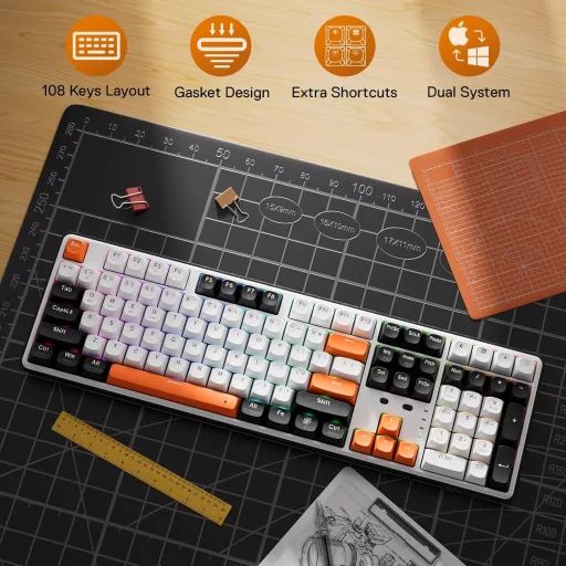 Redragon K689 PRO Wireless RGB Mechanikus Gamer Billentyűzet 104 Gomb Hot Swap