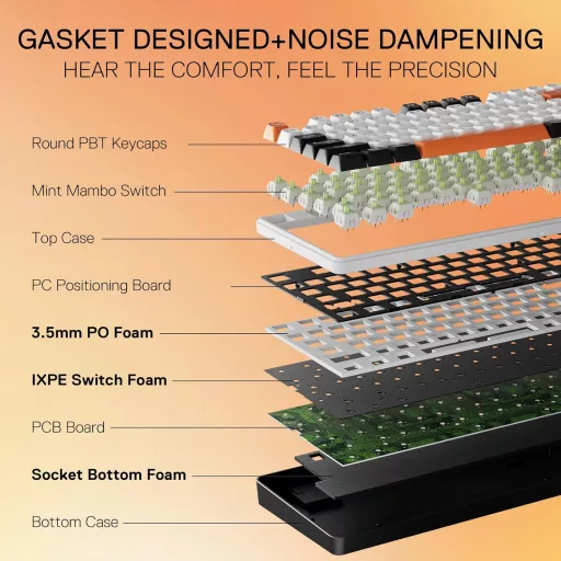 Redragon K689 PRO Wireless RGB Mechanikus Gamer Billentyűzet 104 Gomb Hot Swap