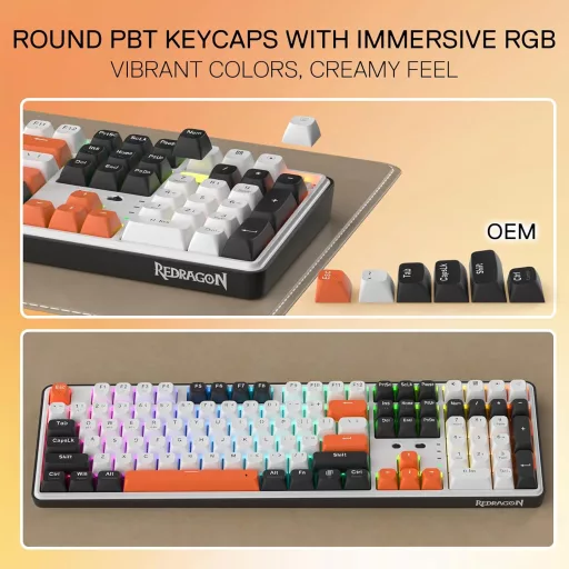 Redragon K689 PRO Wireless RGB Mechanikus Gamer Billentyűzet 104 Gomb Hot Swap