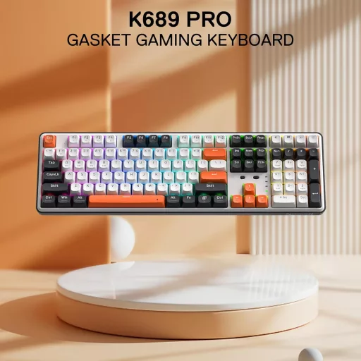 Redragon K689 PRO Wireless RGB Mechanikus Gamer Billentyűzet 104 Gomb Hot Swap
