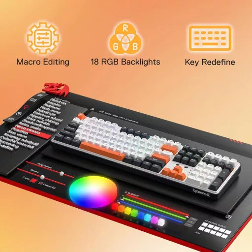Redragon K689 PRO Wireless RGB Mechanikus Gamer Billentyűzet 104 Gomb Hot Swap