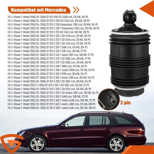 GEAREVER 2x Légfutómű Hátsó Bal Jobb Mercedes E-Class S211 2003-2009