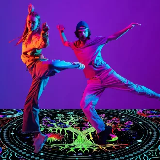   HOLAVIDA UV-reaktív Élet Fája szőnyeg, fluoreszkáló neon terítő 180x120cm