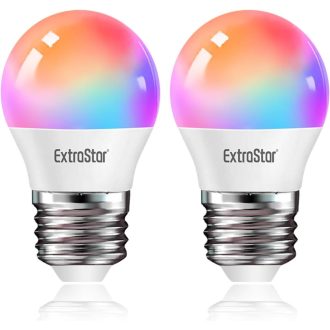   EXTRASTAR Bec LED Inteligent E27 WiFi Dimmabil 16 Milioane Culori RGB 4.9W Compatibil Alexa Google Home 2 Bucăți