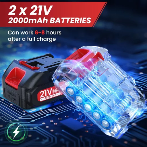 Akkumulátoros Teleszkópos Metszőolló 40mm - 2in1 Kerti Ágvágó 21V, 800W Kefe Nélküli Motorral, 2,5m Hatótáv, 2 Akkumulátorral