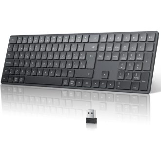   TECURS Wireless Bluetooth Billentyűzet USB 2.4G Mac Windows QWERTY Ergonomikus