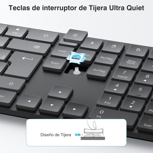 TECURS Wireless Bluetooth Billentyűzet USB 2.4G Mac Windows QWERTY Ergonomikus