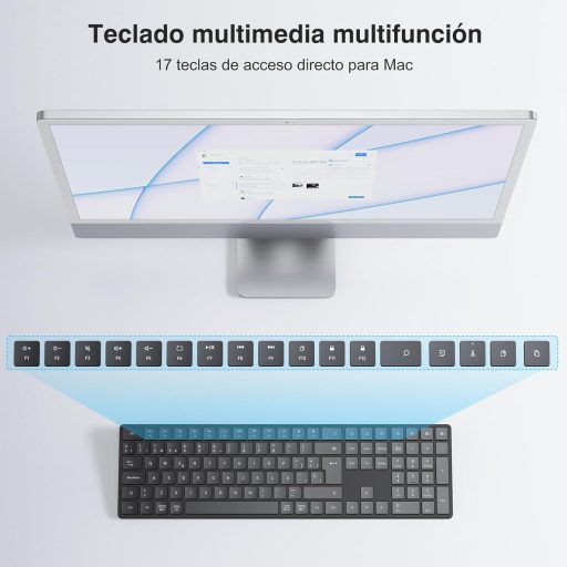 TECURS Wireless Bluetooth Billentyűzet USB 2.4G Mac Windows QWERTY Ergonomikus