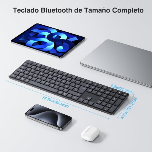 TECURS Wireless Bluetooth Billentyűzet USB 2.4G Mac Windows QWERTY Ergonomikus
