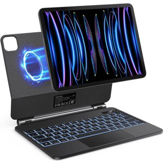   OMOTON iPad Air 11 futrola za tipkovnicu s dodirnom plohom, QWERTZ Bluetooth tipkovnica, crna