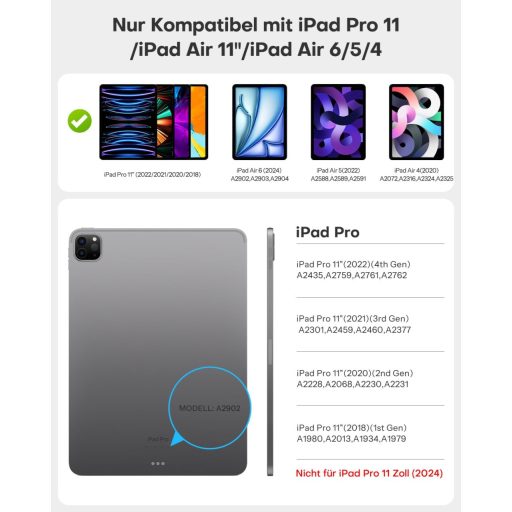 OMOTON iPad Air 11 futrola za tipkovnicu s dodirnom plohom, QWERTZ Bluetooth tipkovnica, crna