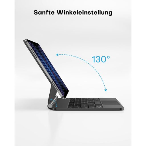 OMOTON iPad Air 11 futrola za tipkovnicu s dodirnom plohom, QWERTZ Bluetooth tipkovnica, crna