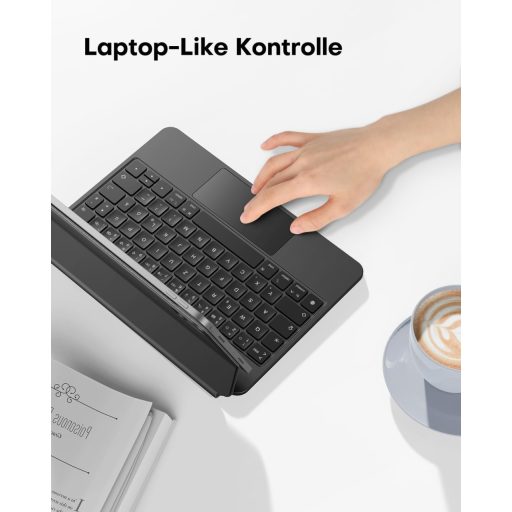 OMOTON iPad Air 11 futrola za tipkovnicu s dodirnom plohom, QWERTZ Bluetooth tipkovnica, crna