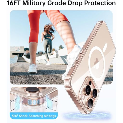 JUESHITUO Kryt pre iPhone 16 Pro s tlačidlom fotoaparátu, kompatibilný s MagSafe, vojenský štandard, nárazuvzdorný kryt na mobilný telefón odolný voči poškriabaniu