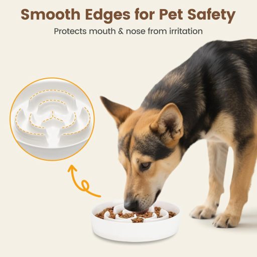 PETTOM Csúszásmentes Kerámia Kutyatál 21cm, Lassú Evés Tál Nagyobb Kutyáknak